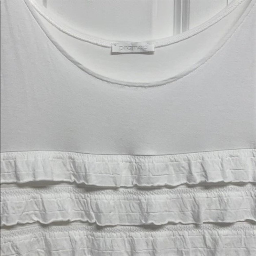 Promod White Stretch Ruffle Tank Top Size M - Picture 2 of 5